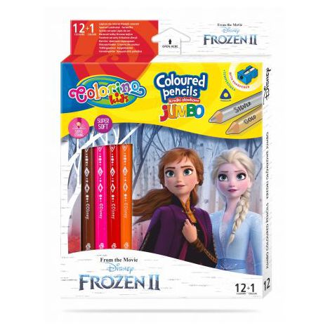 Kredki ołówkowe Colorino Disney Frozen Jumbo, 13 kolorów + temperówka